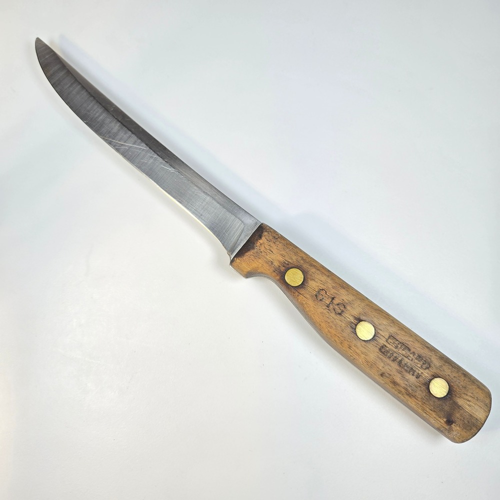 Vintage Chicago Cutlery 61S Knife Vintage Walnut Handle Brass Rivets USA L2